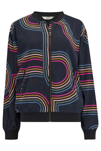 Sugarhill Brighton Women's Bobbi Bomber Jacket Black, Retro Racer