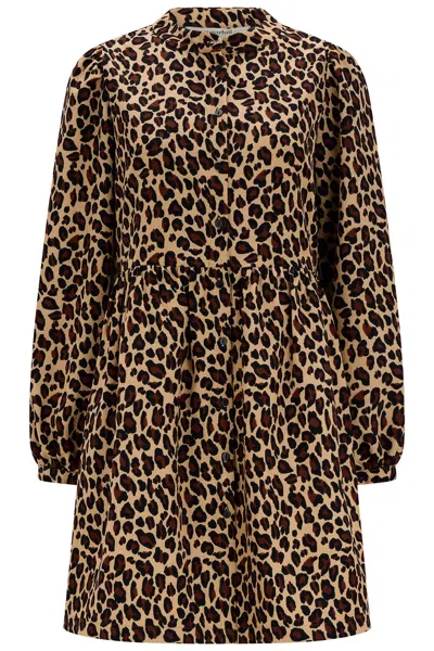 Sugarhill Brighton Women's Brandy Cord Short Smock Dress Leopard