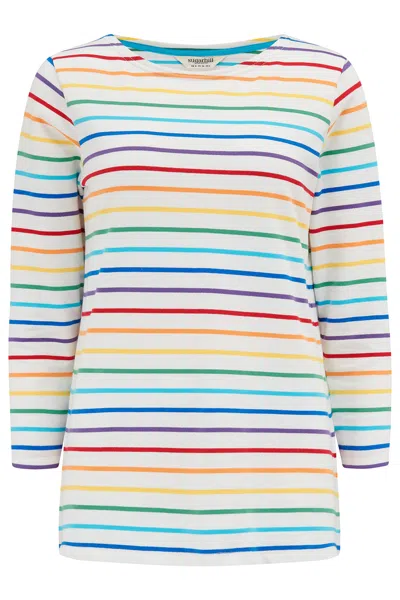 Sugarhill Brighton Women's Brighton Jersey Top Off-white, Rainbow Stripes
