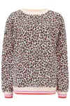 Sugarhill Brighton Women's Brown Eadie Relaxed Sweatshirt, Stone, Classic Leopard Retro Stripe In Brown