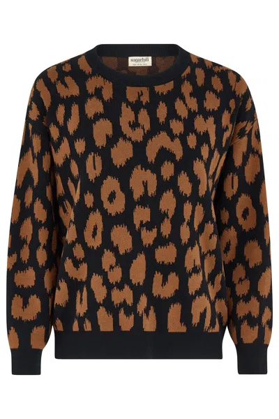 Sugarhill Brighton Women's Brown Myla Sweater Leopard In Black