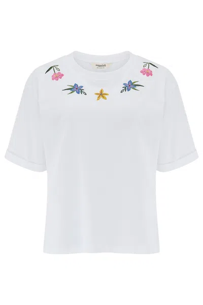 Sugarhill Brighton Women's Celia Heavy Weight T-shirt White, Flower Chain