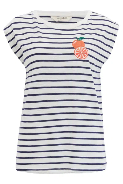 Sugarhill Brighton Women's Chrissy Relaxed Tank T-shirt Off-white, Navy, Fruity Orange