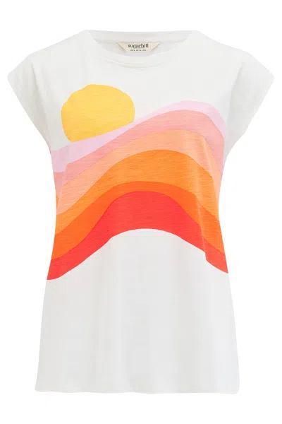 Sugarhill Brighton Women's Chrissy Relaxed Tank T-shirt Off-white, Sunset Waves