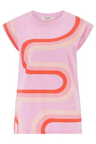 Sugarhill Brighton Women's Chrissy Relaxed Tank T-shirt Pink, Tubular Geo