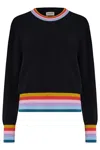 Sugarhill Brighton Women's Clare Sweater Black, Rainbow Trim In Black