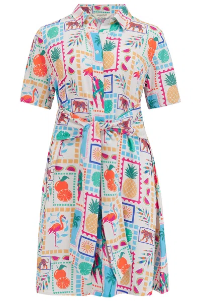 Sugarhill Brighton Women's Dessie Mini Shirt Dress Off White, Jungle Tile