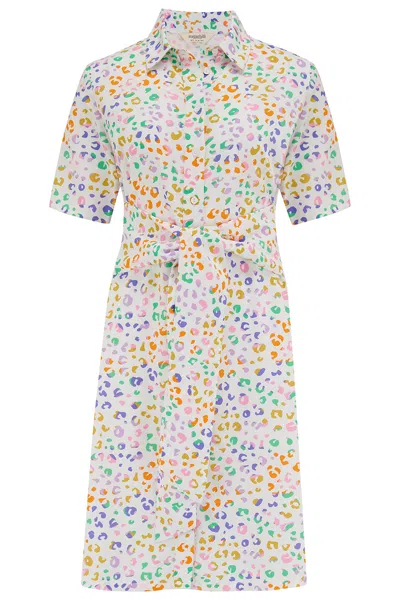 Sugarhill Brighton Women's Dessie Shirt Dress Off-white/multi, Mottled Leopard