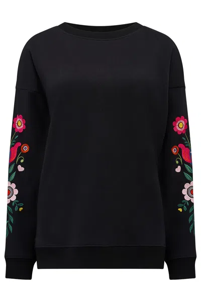 Sugarhill Brighton Women's Eadie Relaxed Sweatshirt Black, Folk Floral