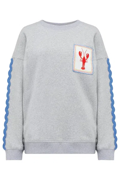 Sugarhill Brighton Women's Eadie Relaxed Sweatshirt Grey Marl, Lobster In Gray