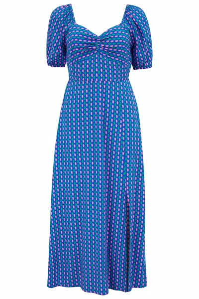 Sugarhill Brighton Women's Elizabeth Midi Dress Blue, Dotted Lines