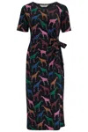 Sugarhill Brighton Women's Emersyn Midi Jersey Dress Black, Giraffe Spots In Black