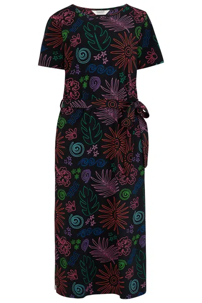 Sugarhill Brighton Women's Flissy Jersey Midi Dress Black, Island Fiesta In Multi