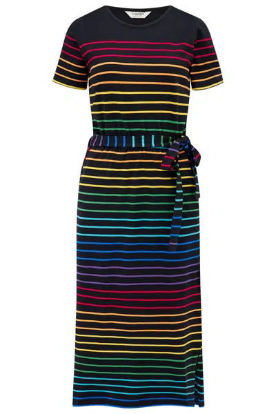 Sugarhill Brighton Women's Flissy Jersey Midi Dress, Black, Night Rainbow