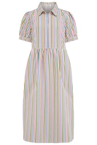 Sugarhill Brighton Women's Gillian Midi Smock Dress Multi, Colourful Canvas Stripe