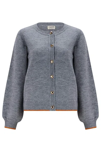 Sugarhill Brighton Women's Glinda Cardigan Grey Gold Hearts