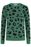 Sugarhill Brighton Women's Green / Black Rowena Sweater Green, Sparkle Leopard In Green