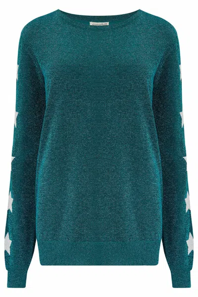 Sugarhill Brighton Women's Green / Blue Astrid Jumper Teal Green, Silver Star In Green/blue