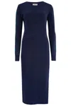 Sugarhill Brighton Women's Green / Blue Briony Knit Midi Dress Navy, Star Sleeve In Green/blue