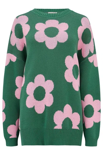Sugarhill Brighton Women's Green / Pink Leona Sweater Green, Pink, Fresh Flowers
