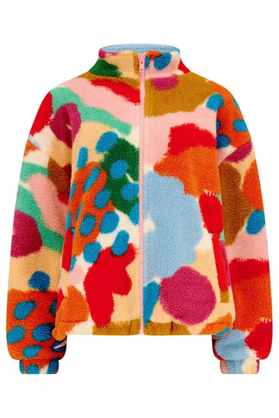 Sugarhill Brighton Women's Hartley Zip Up Fleece Off White, Multi, Abstract Floral
