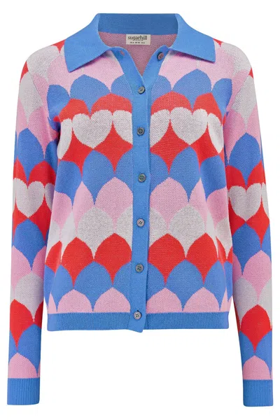 Sugarhill Brighton Women's Hollie Collared Cardigan Multi, Heart Scallop
