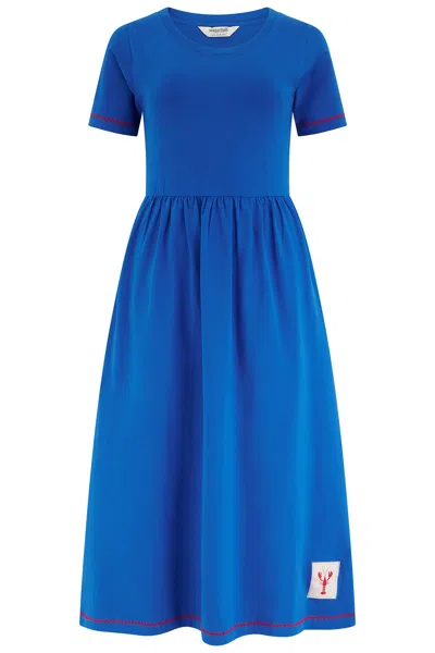 Sugarhill Brighton Women's Ida Jersey Midi Dress Blue, Lobster Badge