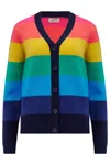 Sugarhill Brighton Women's Izzy Cardigan Multi, Rainbow Stripes In Blue/green/orange/pink/yellow