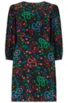 Sugarhill Brighton Women's Janet Mini Dress Black, Snake Floral In Multi