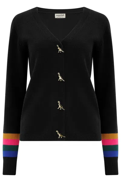 Sugarhill Brighton Women's Jennifer Cardigan Black, Dinosaur Buttons
