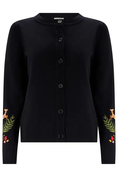 Sugarhill Brighton Women's Kamila Cardigan Black Woodland Embroidery