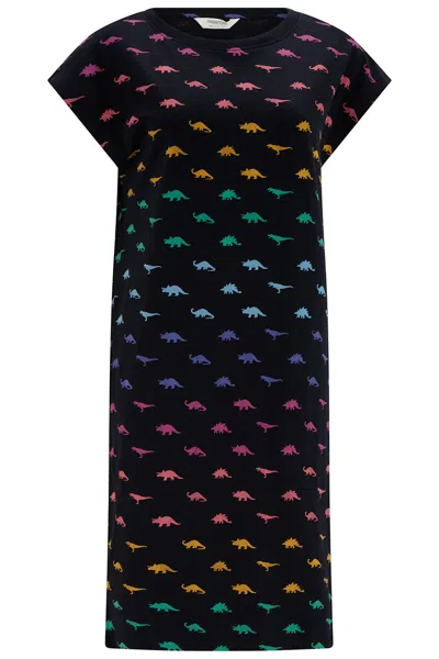 Sugarhill Brighton Women's Katelyn Jersey T-shirt Dress Black, Jurassic Jive Rainbow