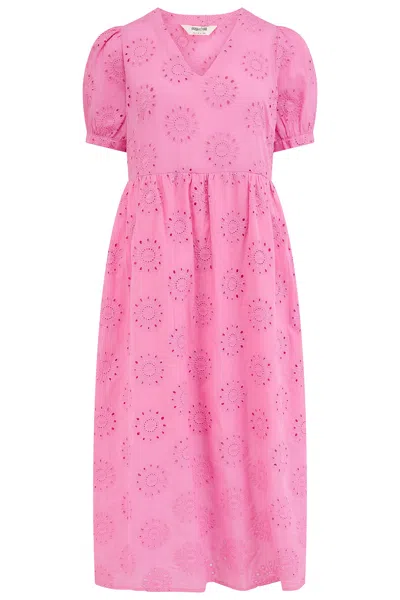 Sugarhill Brighton Women's Kim Broderie Anglaise, Midi Smock Dress Pink In Multi
