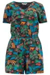 Sugarhill Brighton Women's Kimmy Jersey Playsuit Black/multi, Jungle In Black