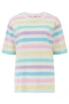 Sugarhill Brighton Women's Kinsley Relaxed T Shirt Off White, Multi, Punchy Pastel Stripe In White