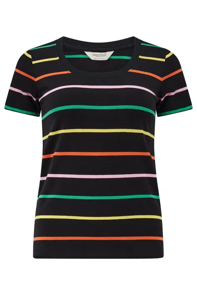 Sugarhill Brighton Women's Letty Scoop Neck Jersey Top Black, Citrus Stripes In Multi