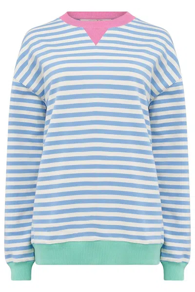 Sugarhill Brighton Women's Lucia Sweatshirt Off White, Blue, Pink, Stripes In Multi