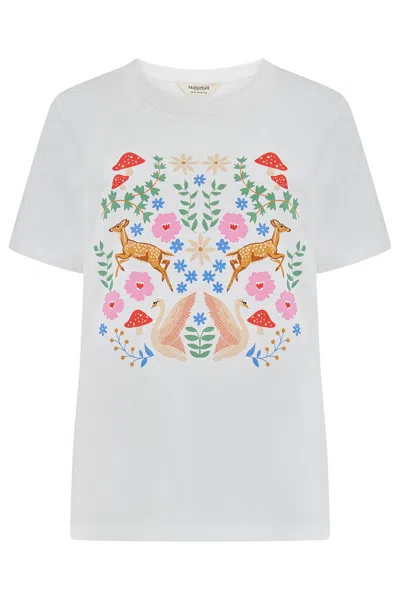 Sugarhill Brighton Women's Maggie T Shirt Off White, Woodland Deers