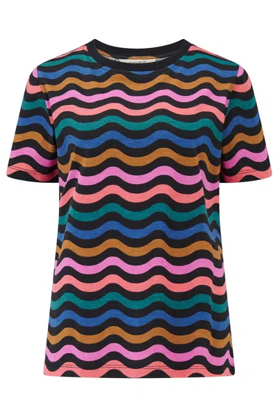 Sugarhill Brighton Women's Maggie T-shirt Black Multi, Wavy Chevron