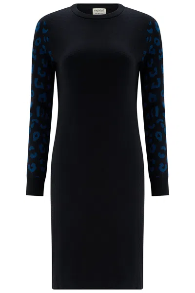 Sugarhill Brighton Women's Malia Knitted Short Dress Black Animal Sleeves