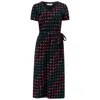 Sugarhill Brighton Women's Mara V Neck Jersey Midi Dress  Black, Undulating Waves In Black