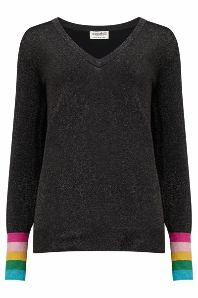 Sugarhill Brighton Women's Marcella Jumper Black, Sparkle Cuffs