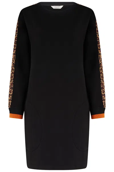 Sugarhill Brighton Women's Marta Short Sweatshirt Dress Black Leopard