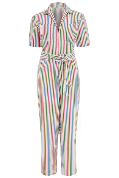 Sugarhill Brighton Women's Meredith Boilersuit Multi, Colourful Canvas Stripe