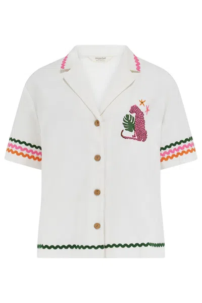 Sugarhill Brighton Women's Michelle Shirt Off White, Pink Leopard