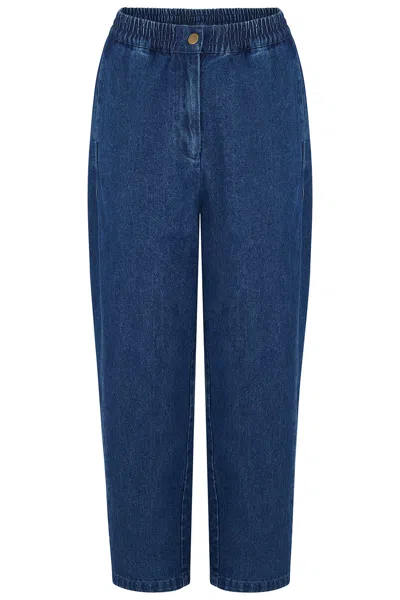 Sugarhill Brighton Women's Mila Denim Barrel Leg Trousers Mid Blue