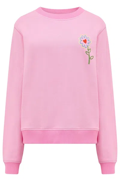 Sugarhill Brighton Women's Mindy Blouson Sleeve Sweatshirt Pink, Heart Flower