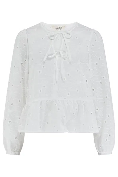 Sugarhill Brighton Women's Morgan Top Off White, Floral Broderie Anglaise