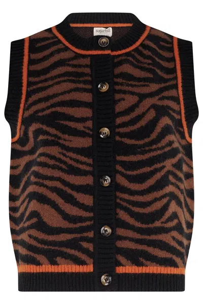 Sugarhill Brighton Women's Natalie Knit Vest Brown Black Tiger