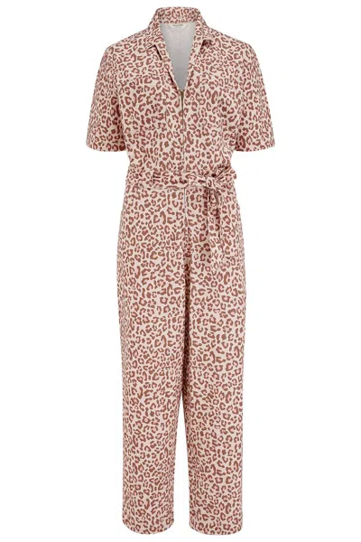 Sugarhill Brighton Women's Neutrals Meredith Boilersuit, Stone, Classic Leopard In Pink